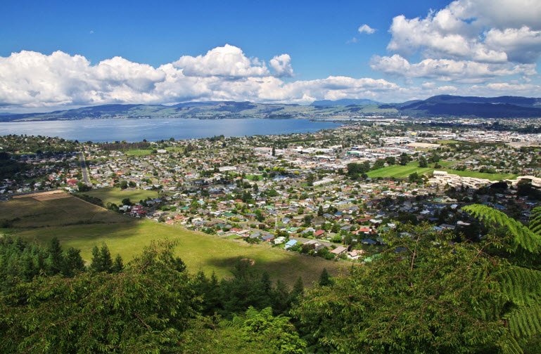 Aerial view of Rotorua, New Zealand