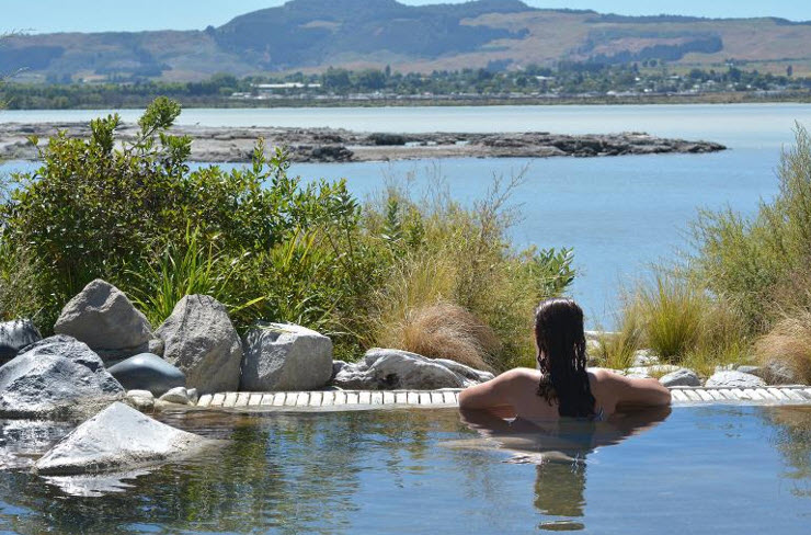 Woman enjoying the Spa Pools in Rotorua